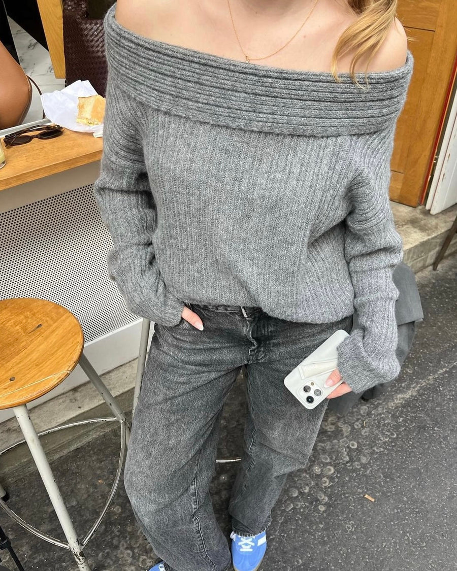 Paris off shoulder knit - Grey