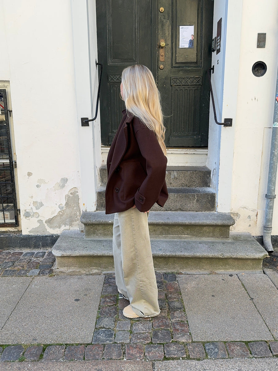Chocolate Brown Double-Breasted Coat