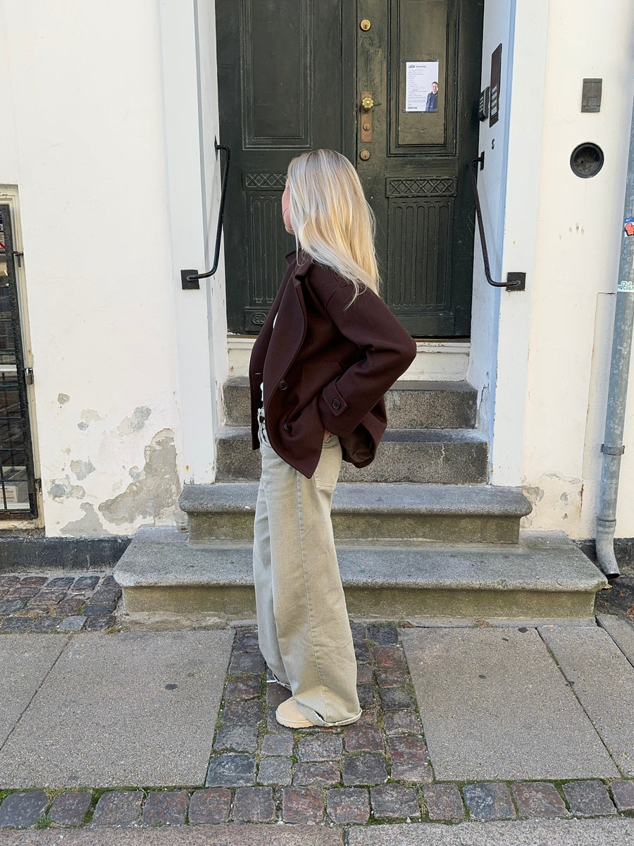 Chocolate Brown Double-Breasted Coat