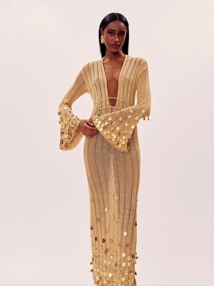 Gold-Cover Maxi Dress