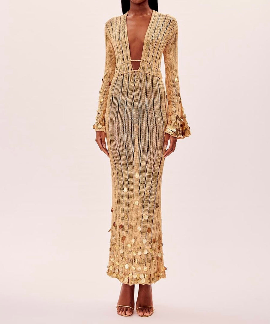 Gold-Cover Maxi Dress