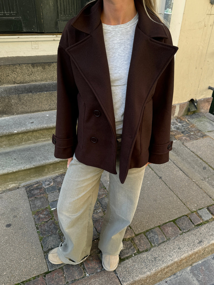 Chocolate Brown Double-Breasted Coat