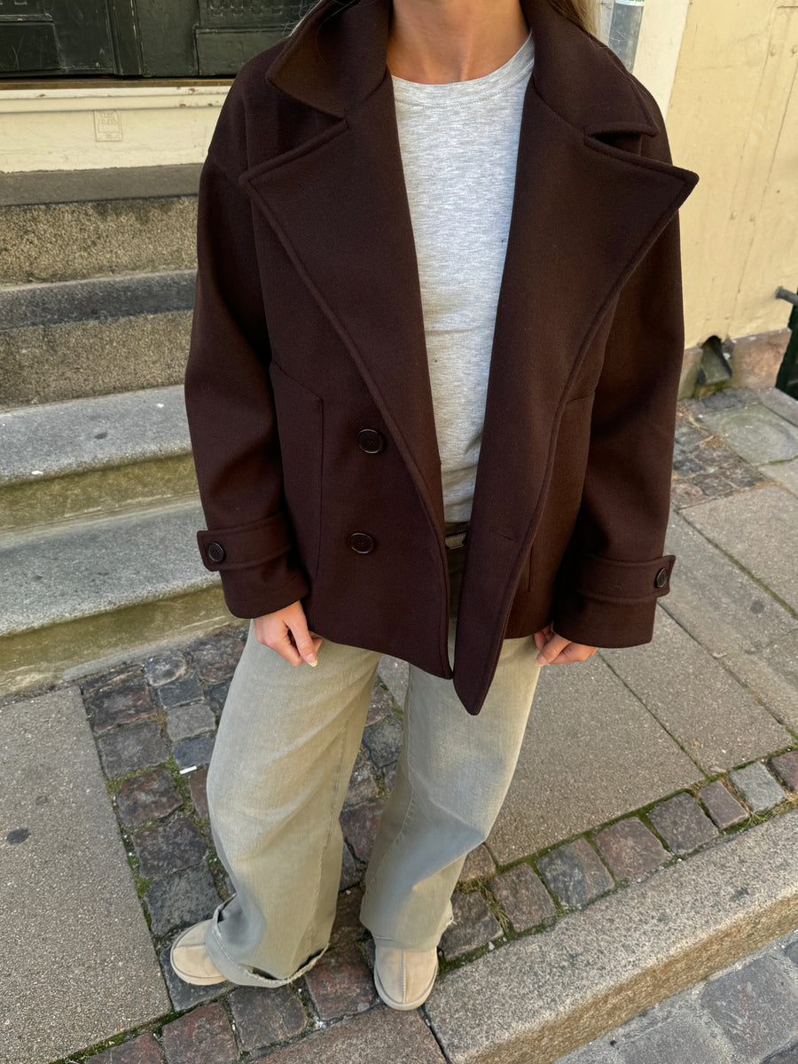 Chocolate Brown Double-Breasted Coat