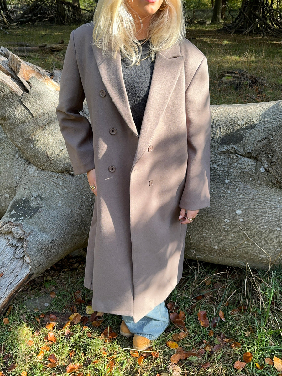 Oversized Longline Coat - Taupe