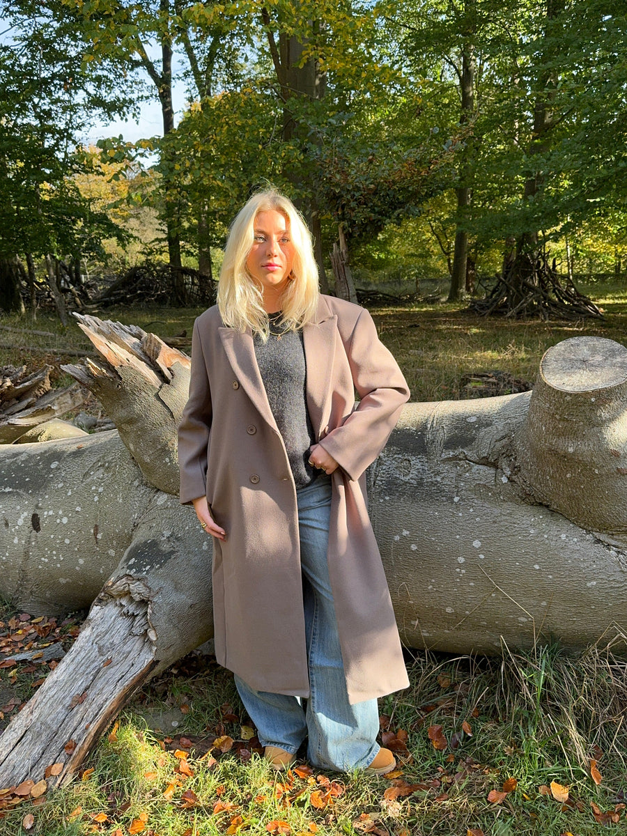 Oversized Longline Coat - Taupe