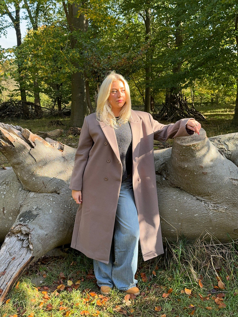 Oversized Longline Coat - Taupe