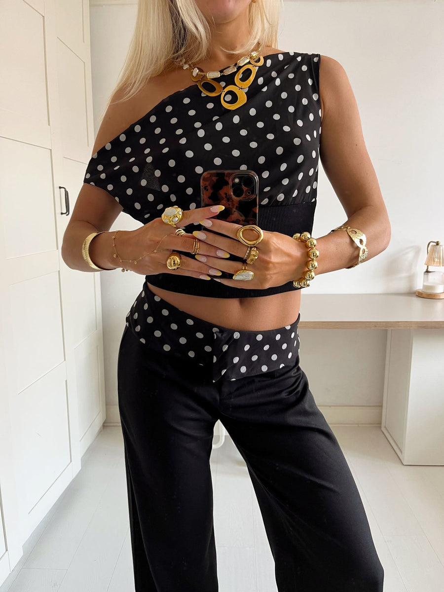 Milano Dots Top - Black/White