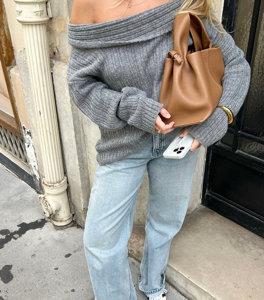 Paris off shoulder knit - Grey