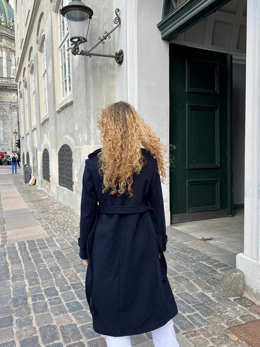 Longline Navy Trench Coat