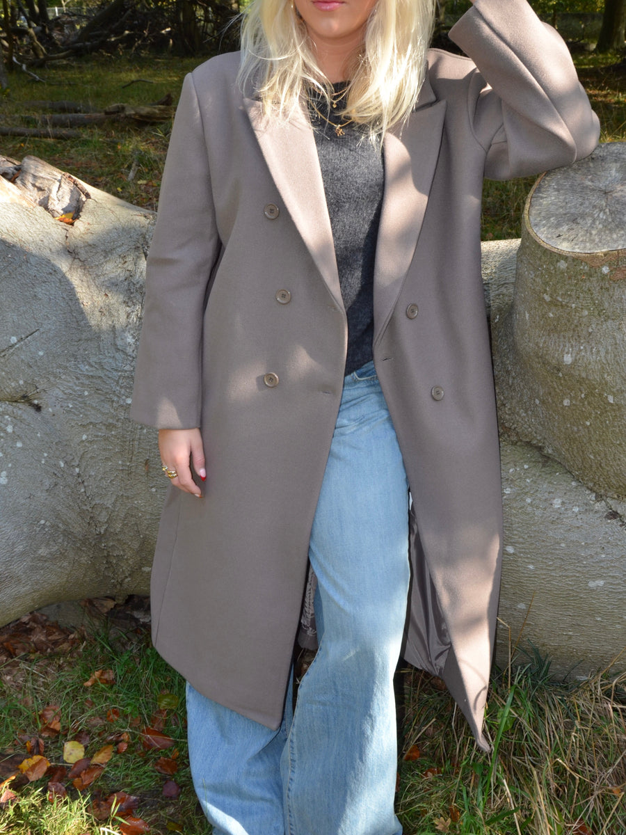 Oversized Longline Coat - Taupe