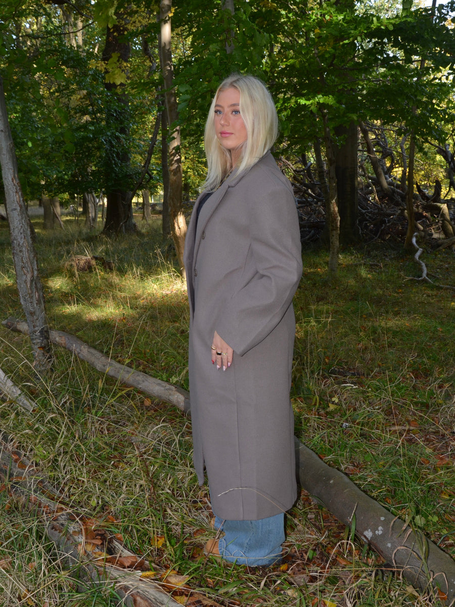 Oversized Longline Coat - Taupe