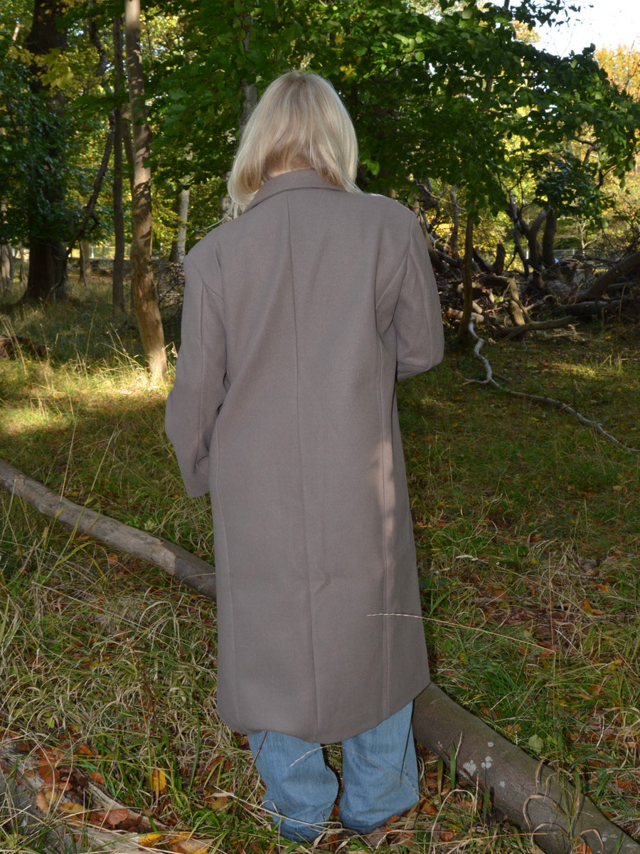 Oversized Longline Coat - Taupe