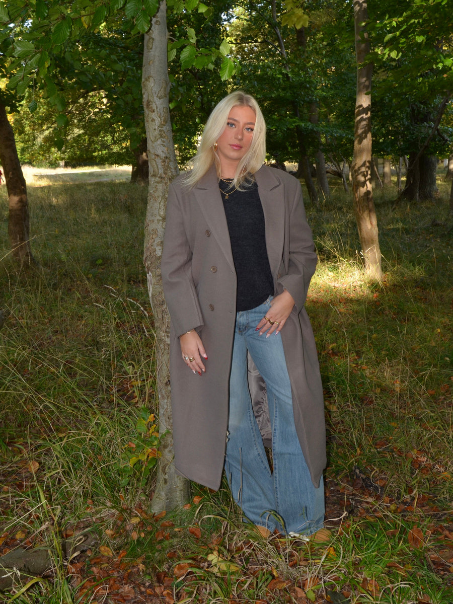 Oversized Longline Coat - Taupe