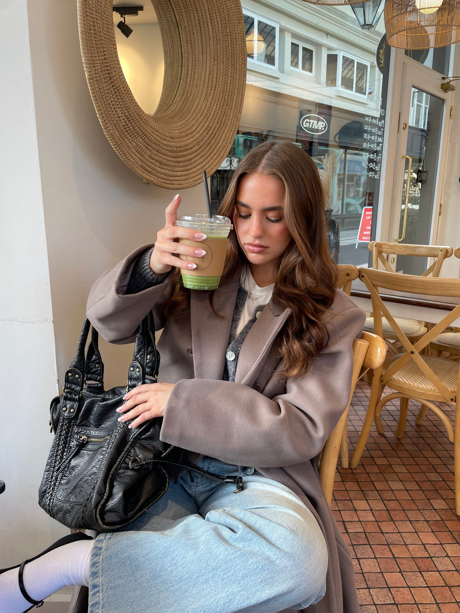 Oversized Longline Coat - Taupe