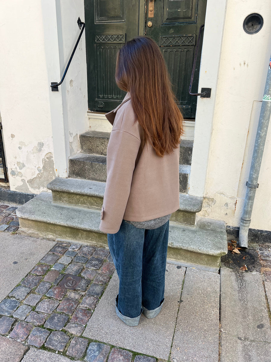 Taupe Wool-Blend Peacoat