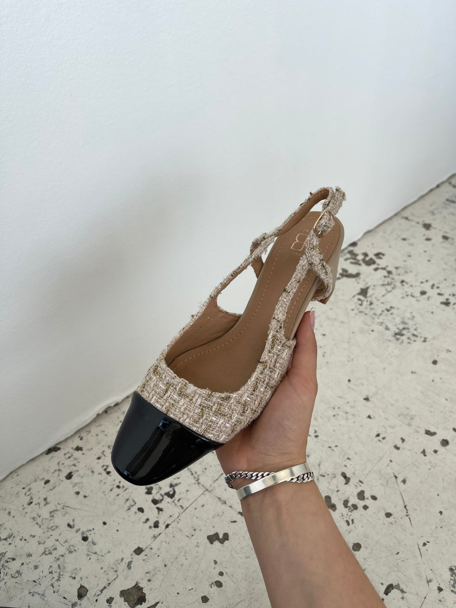 Ella ballerina shoes with heel - Beige