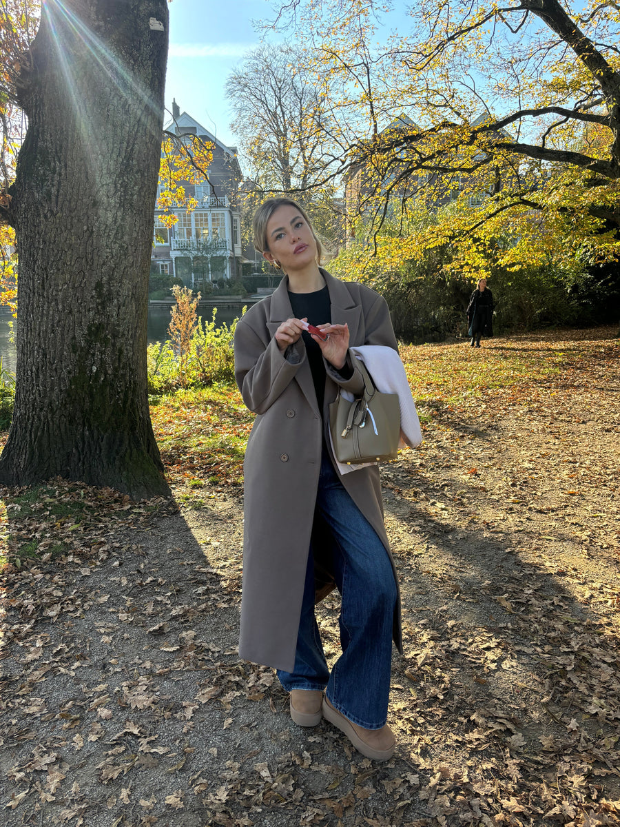 Oversized Longline Coat - Taupe