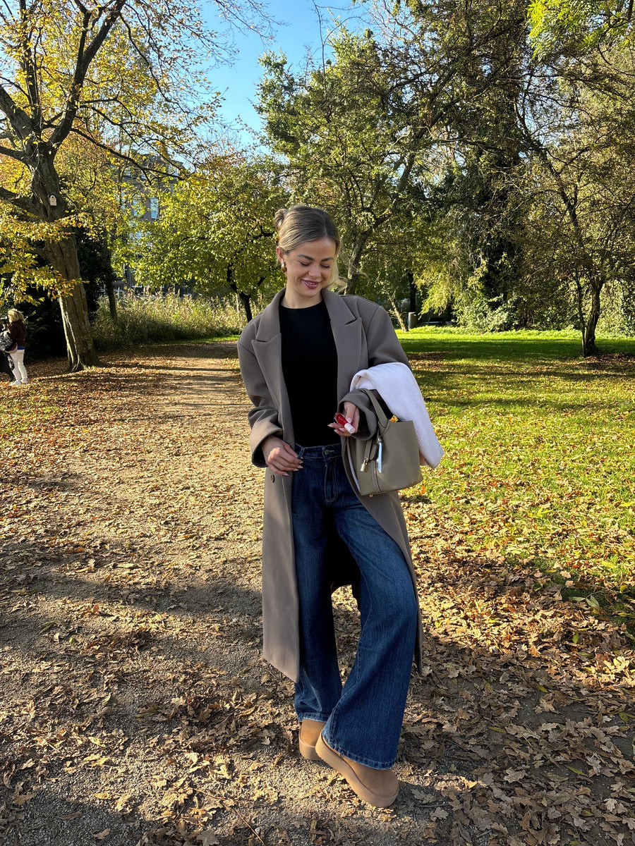 Oversized Longline Coat - Taupe