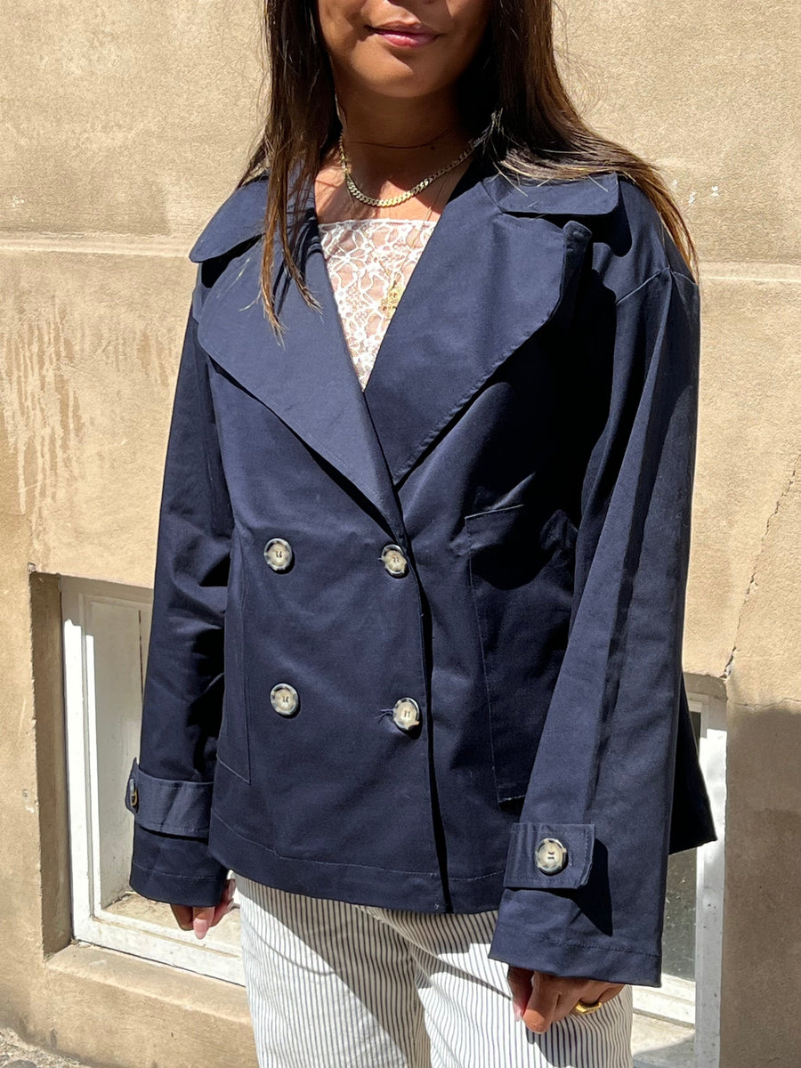 Navy Double-Breasted Jacket