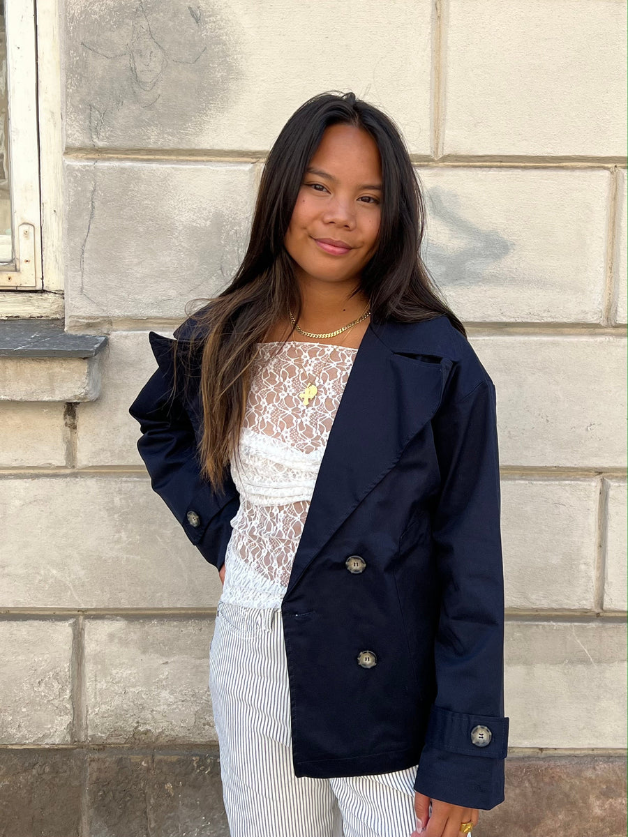 Navy Double-Breasted Jacket