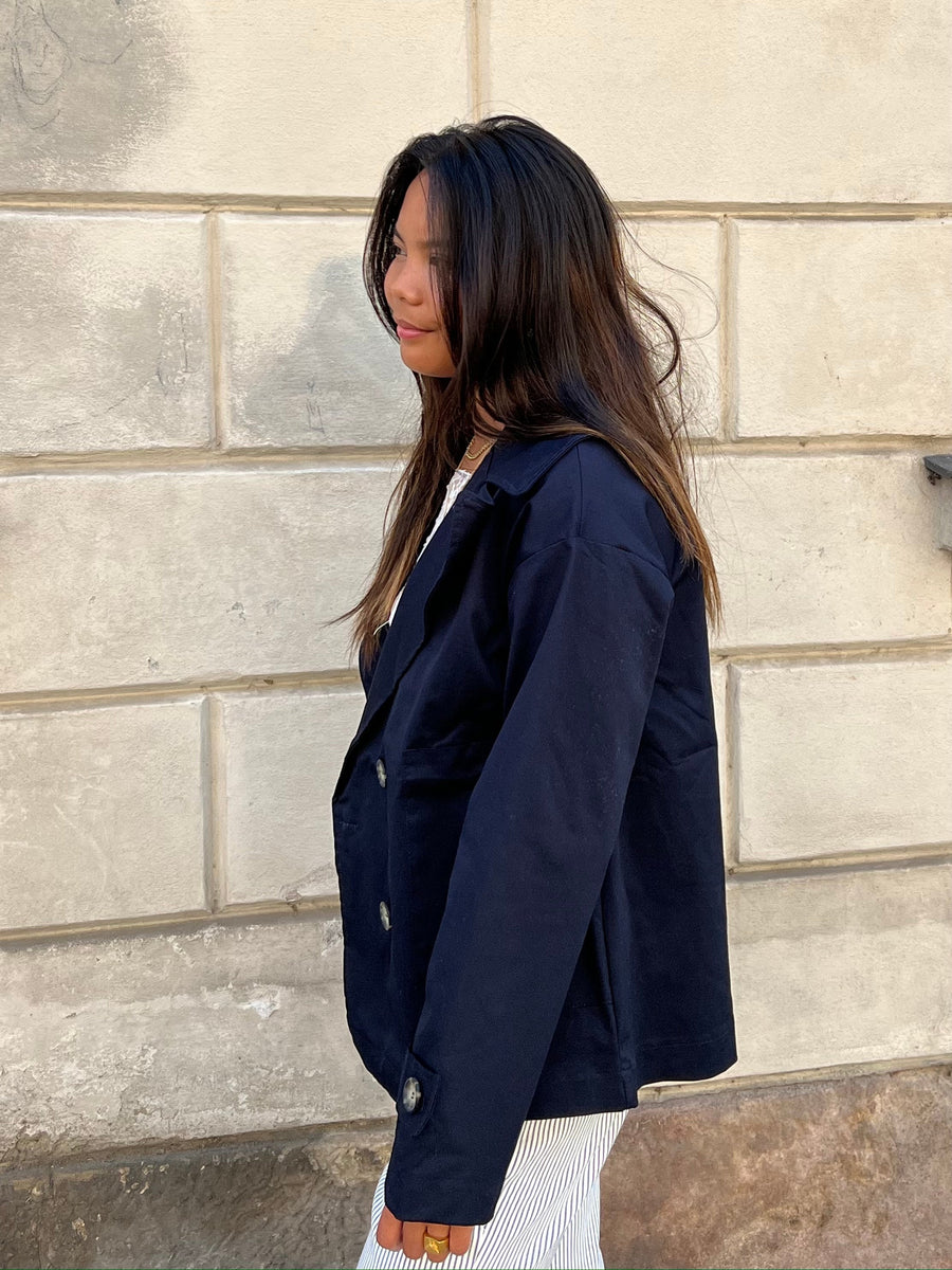 Navy Double-Breasted Jacket