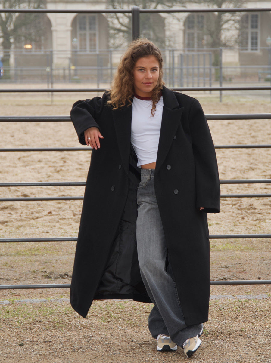 Oversized Longline Coat - Black