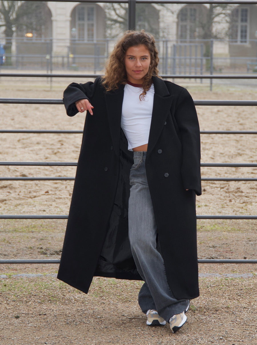 Oversized Longline Coat - Black