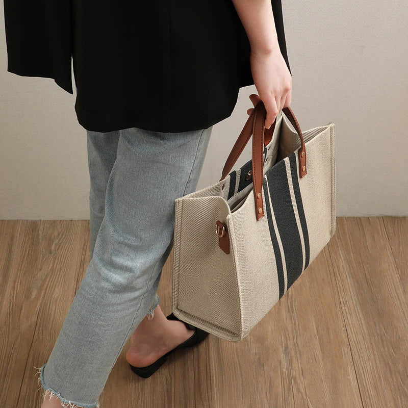 Striped Fabric Tote Bags