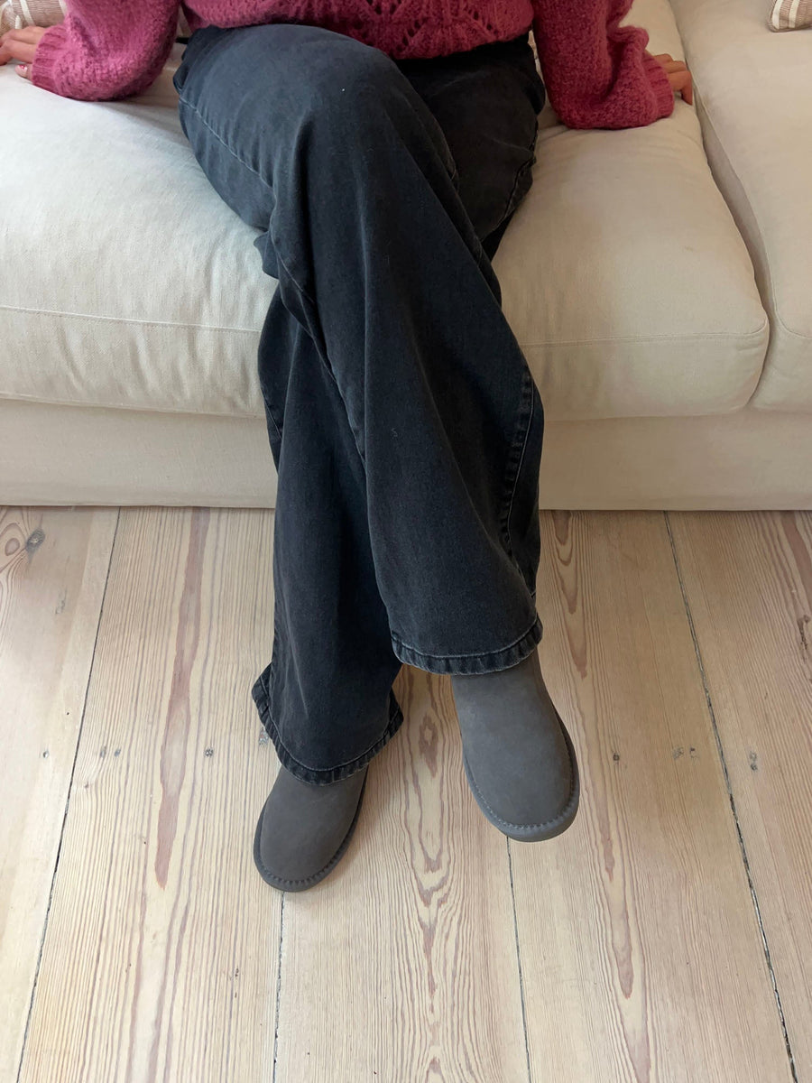 Malabo teddy boots short - gray