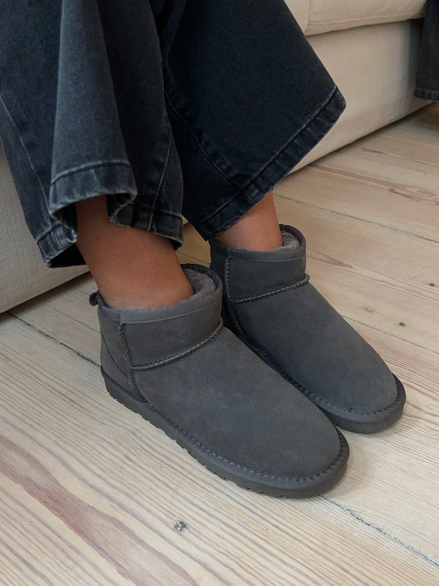Malabo teddy boots short - gray