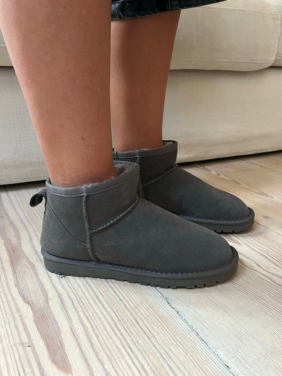 Malabo teddy boots short - gray