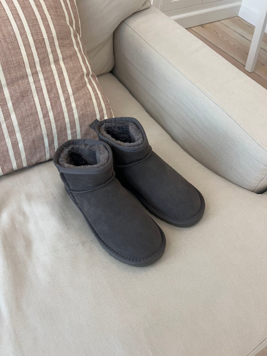 Malabo teddy boots short - gray