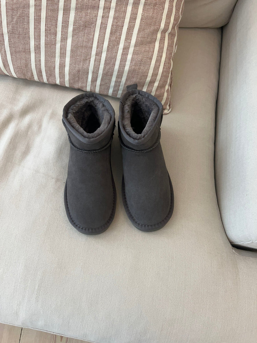 Malabo teddy boots short - gray