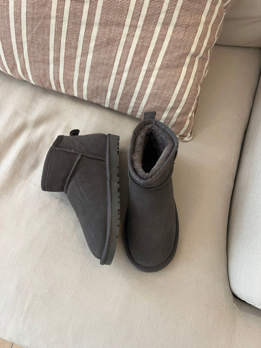 Malabo teddy boots short - gray