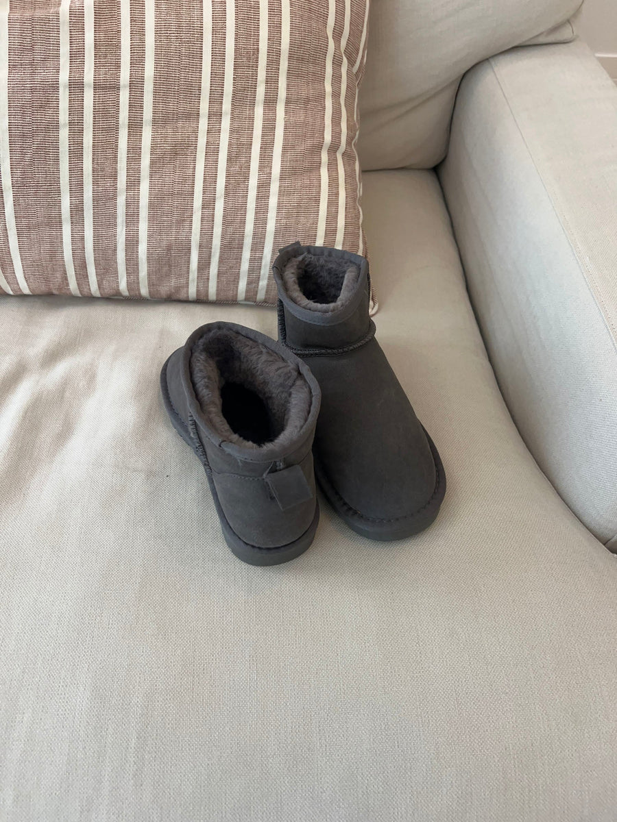 Malabo teddy boots short - gray