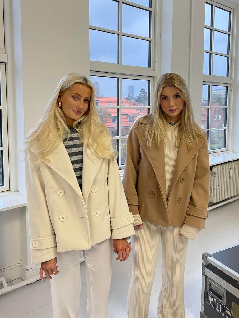 Cream Double-Breasted Peacoat