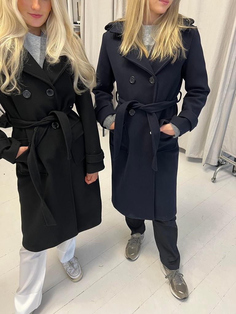 Longline Navy Trench Coat