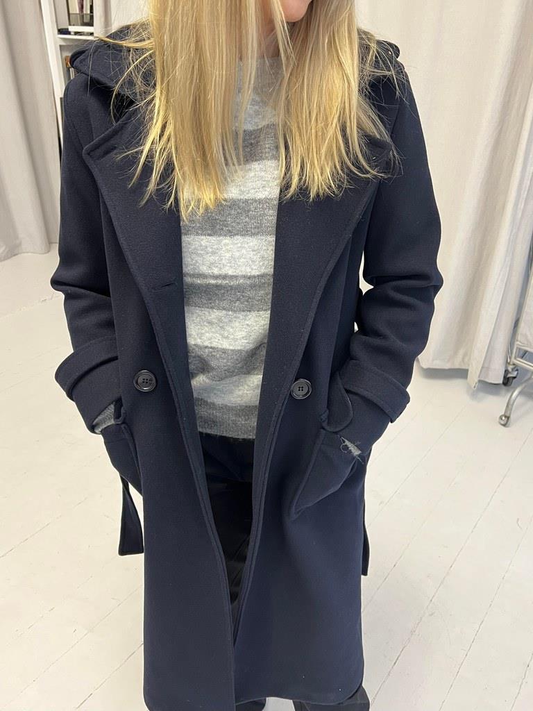 Longline Navy Trench Coat