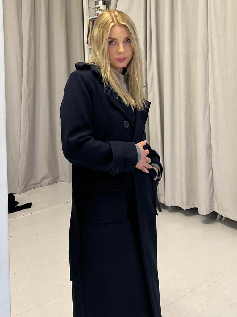 Longline Navy Trench Coat