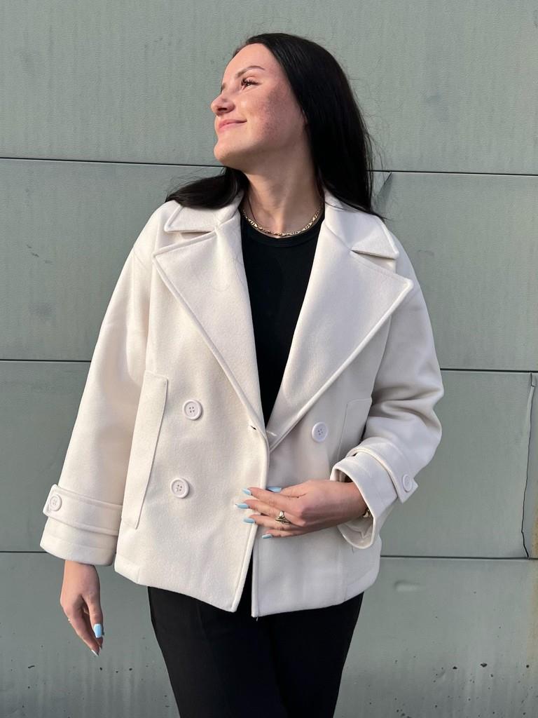 Cream Double-Breasted Peacoat