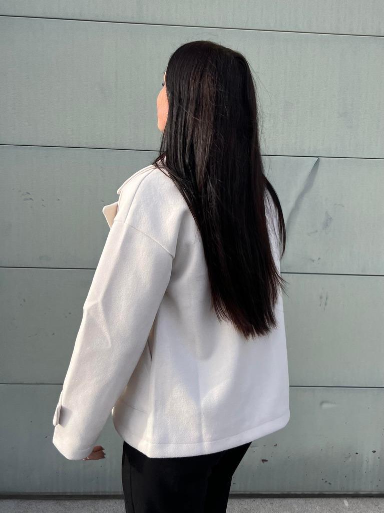 Cream Double-Breasted Peacoat