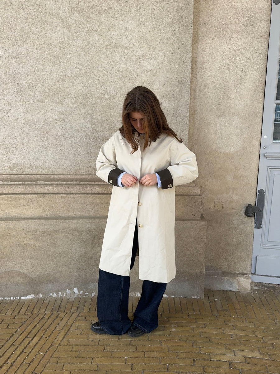 Contrast Cuff Belted Trench Coat