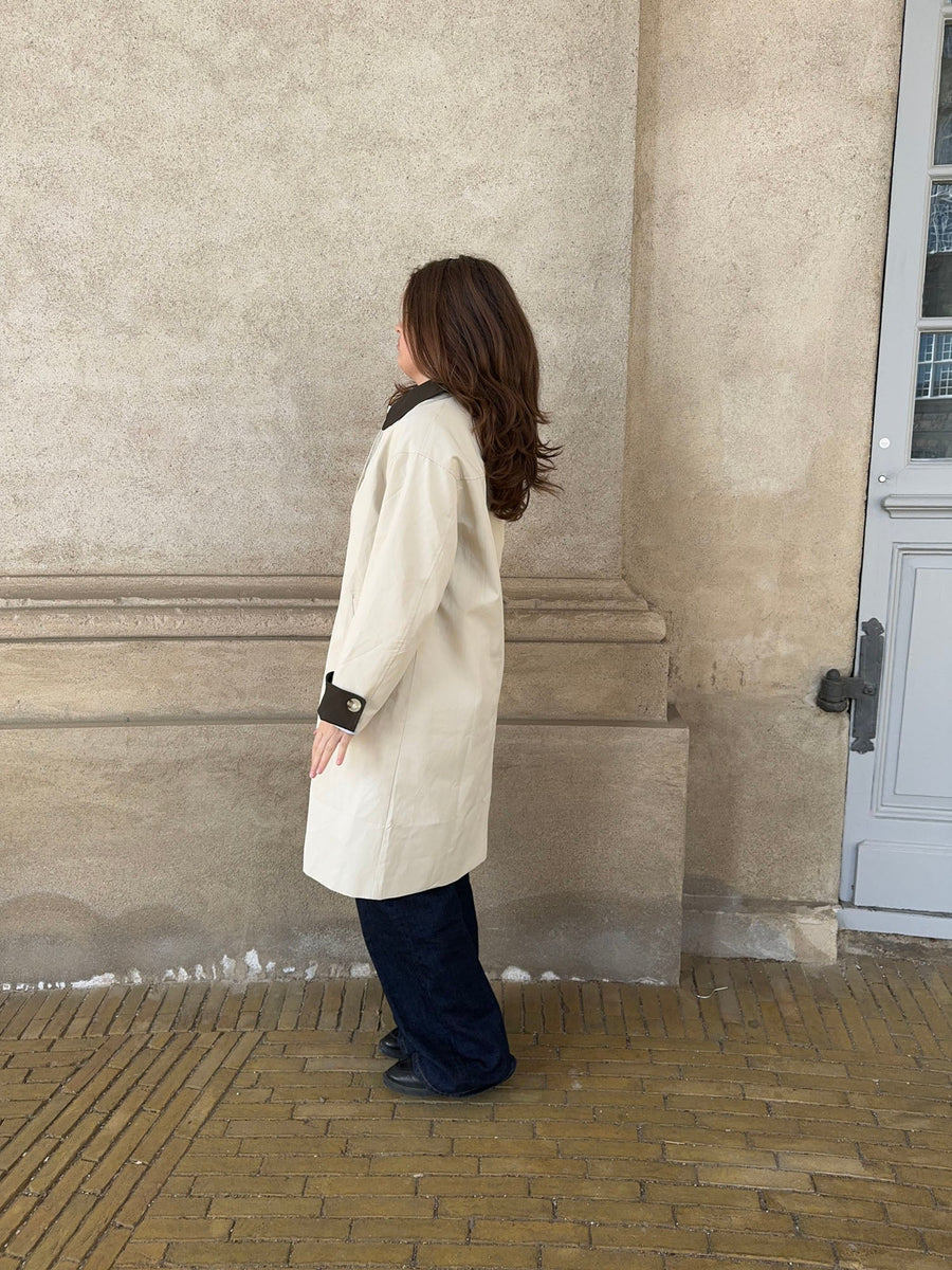 Contrast Cuff Belted Trench Coat