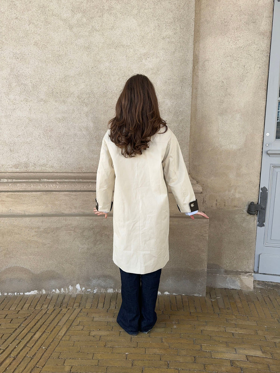 Contrast Cuff Belted Trench Coat