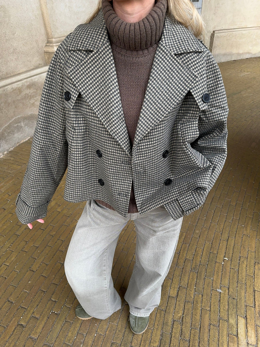 Houndstooth Cropped Blazer