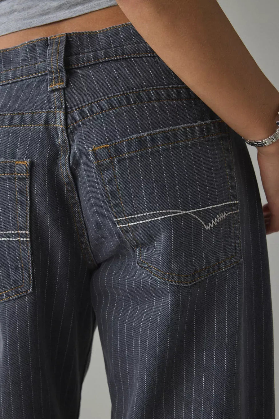 Pinstripe Wide-Leg Jeans