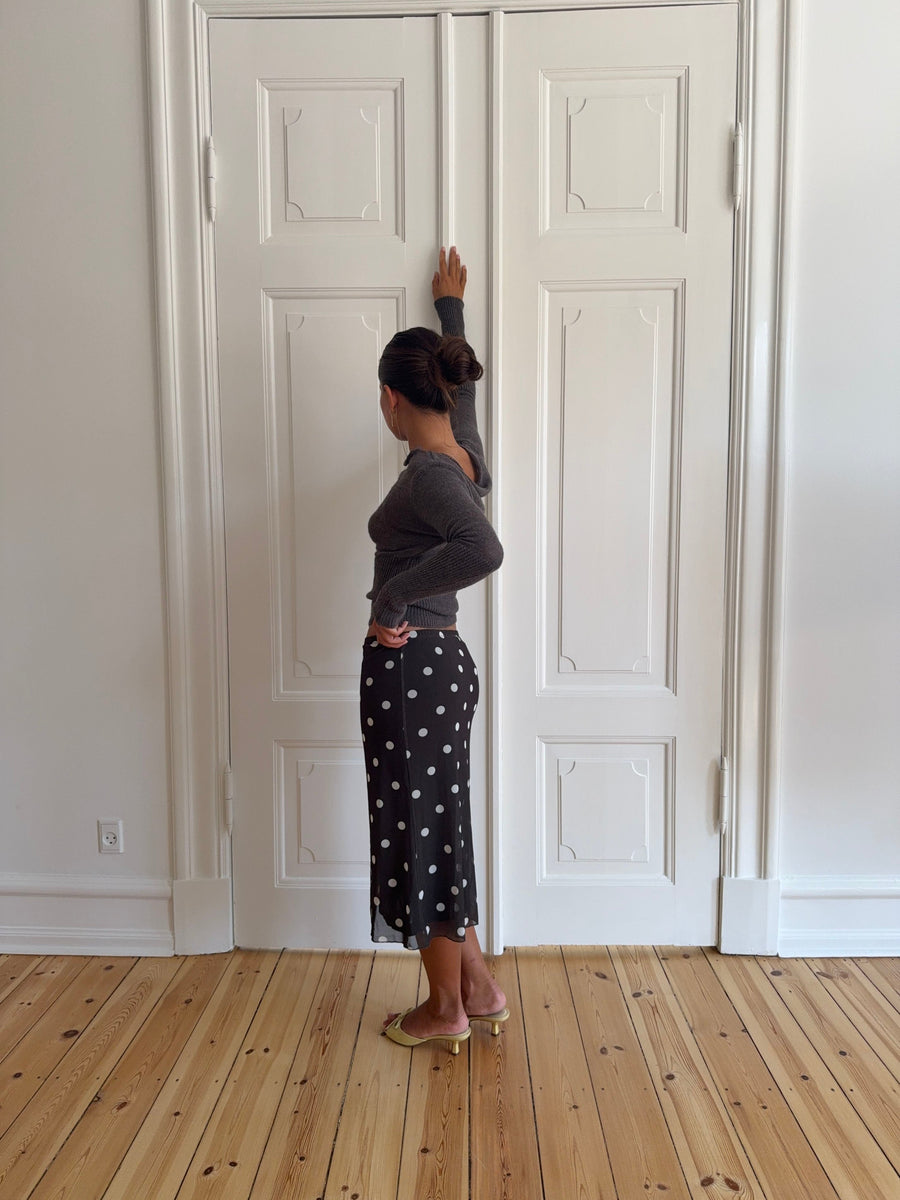 Mesh skirt with polka dots – Black/White