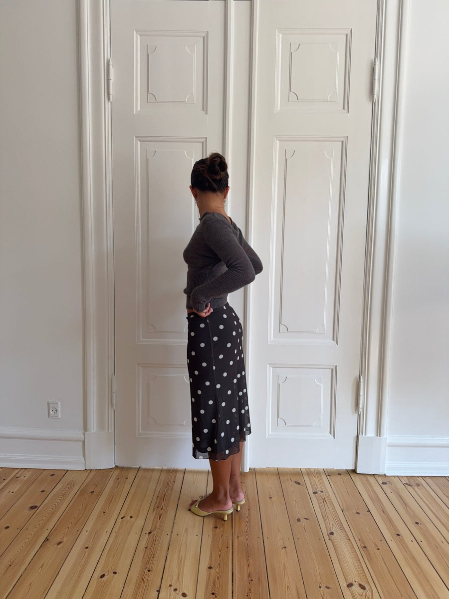 Mesh skirt with polka dots – Black/White
