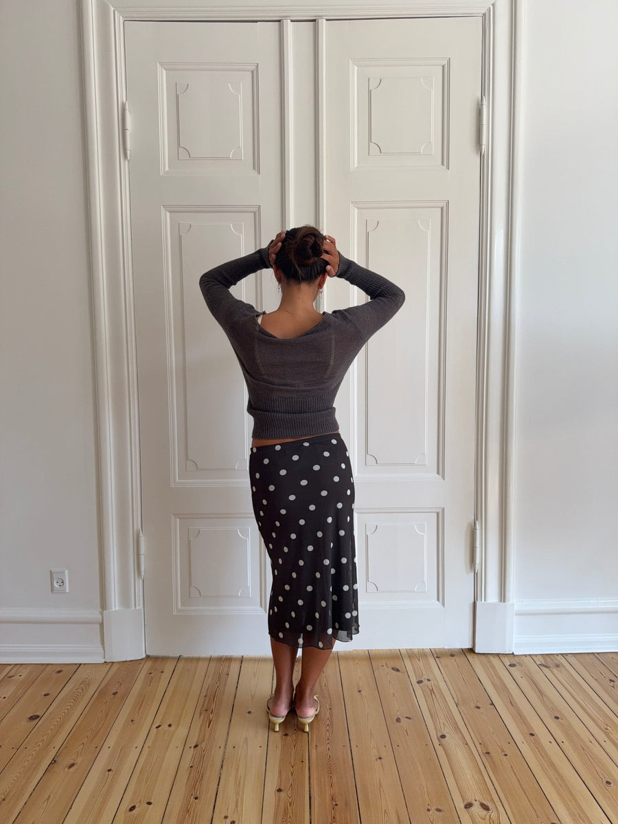 Mesh skirt with polka dots – Black/White