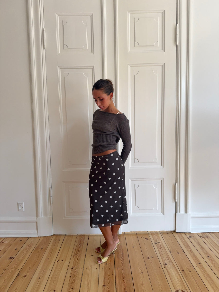 Mesh skirt with polka dots – Black/White